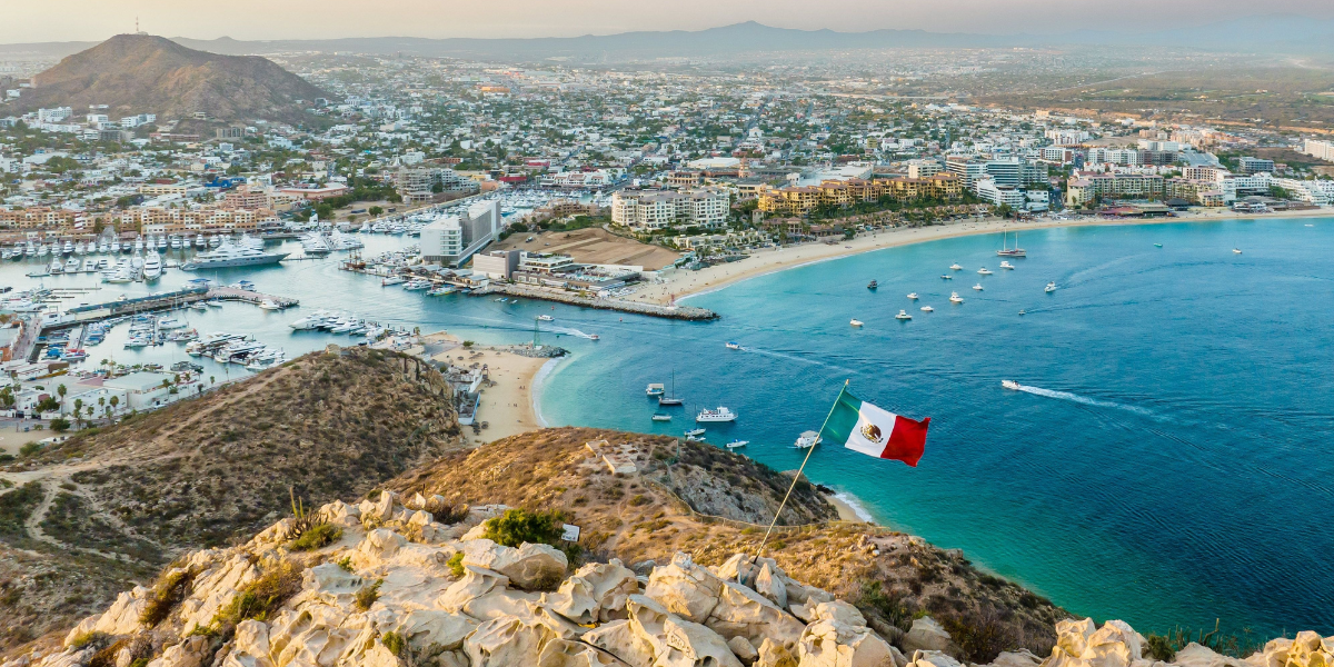 Why travel to Cabo Mexico Panoramic photograph of Cabo San Lucas Bay